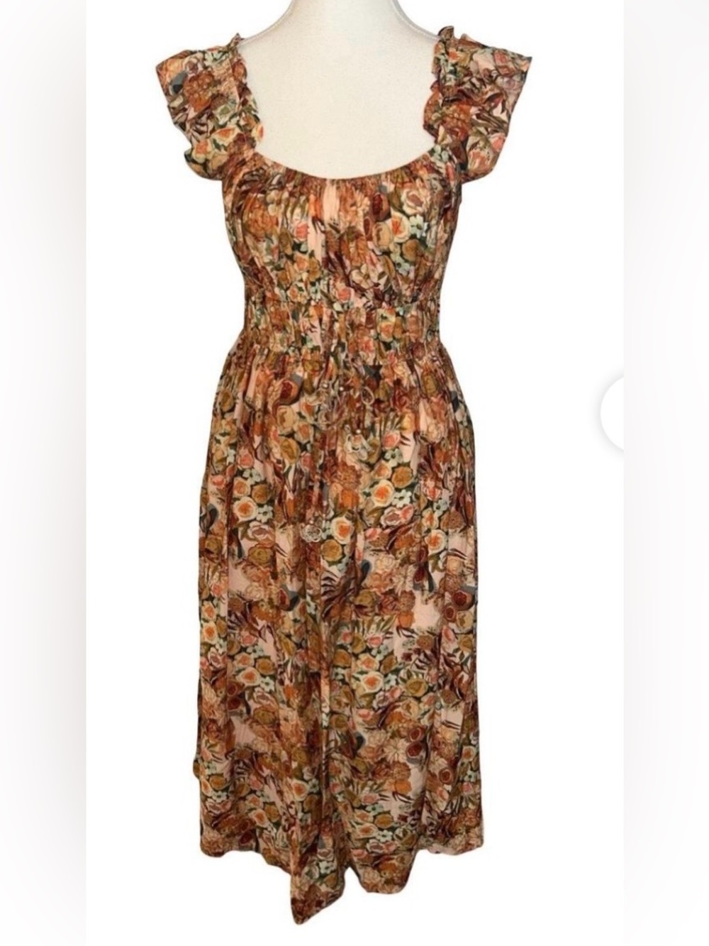 En Saison Fall Floral Ruffle Strap Midi Dress - Picture 9 of 9